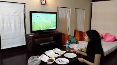 Supporting Myanmar Vs Thai football match of SEAGames 2014. Fried calm is in the box!